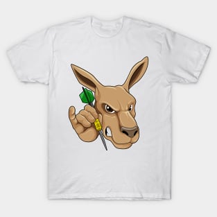 Kangaroo as Dart player with Dart T-Shirt